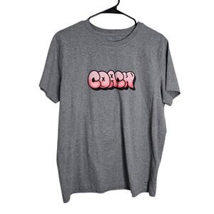 Coach Graffiti Hip Hop T-Shirt Grey Pink Size Large